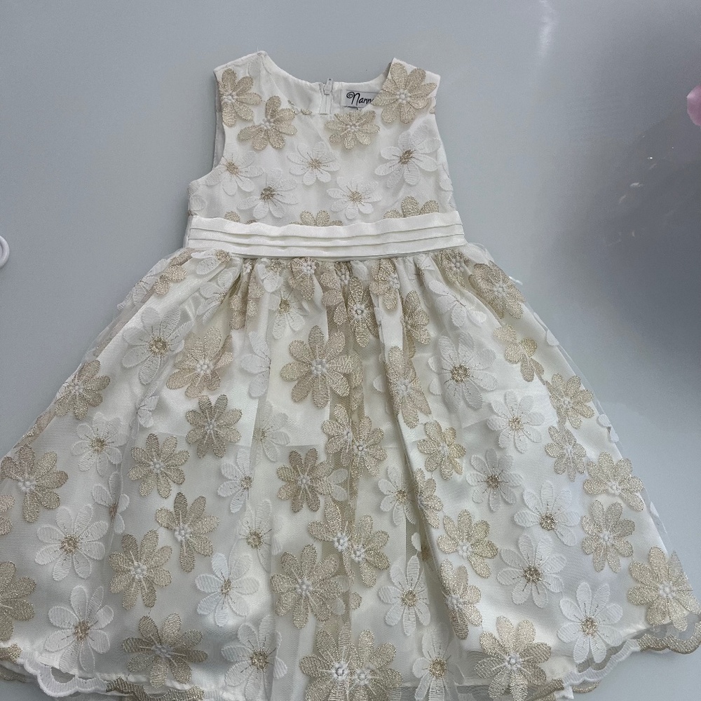 Ivory and Gold Floral Dress